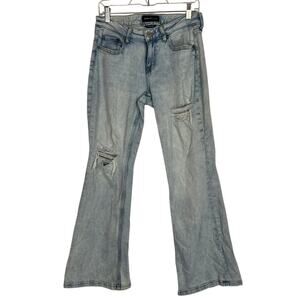 Aeropostale Light Blue Wash Low Rise Flare Distressed Denim Jeans Pants Size 8